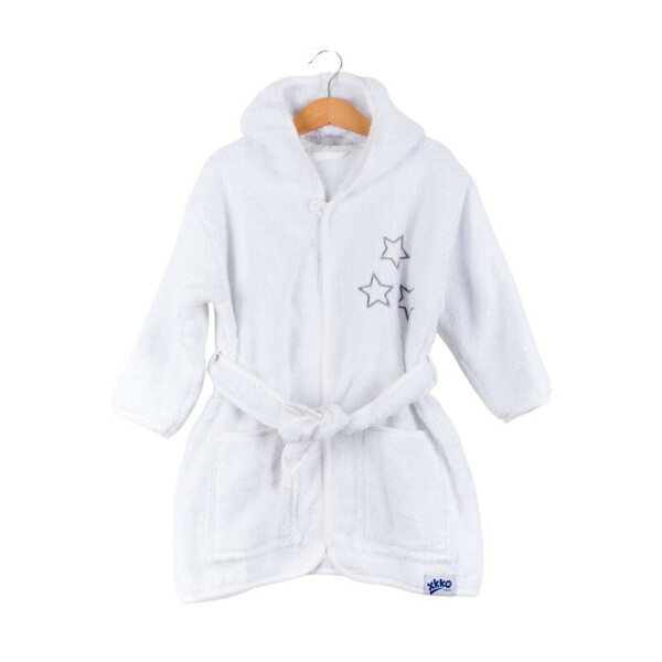 XKKO BIO Bavlnený župan Organic - White Stars, 12-24m, biely