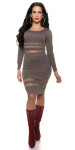 Trendy Koucla fineknitted crop-Jumper, transparent Einheitsgroesse