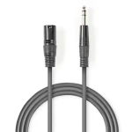 Nedis Vyvážený Audio kábel XLR 3pinový (M) - jack 6.35 mm (M) 3.00 m tmavo šedá (COTH15100GY30)