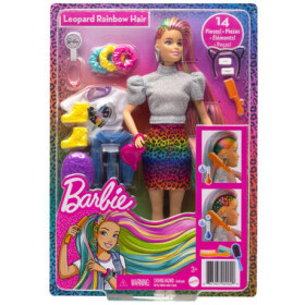 Mattel Barbie bábika Leopardí s dúhovými vlasmi a doplnkami