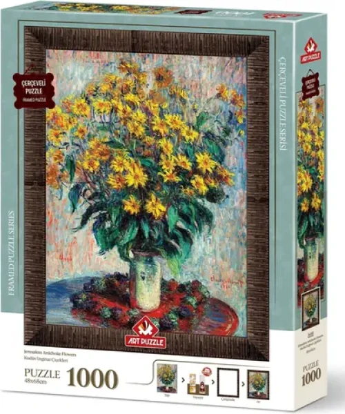 ART PUZZLE 5688 Puzzle s rámom a lepidlom 3v1 Kvety jeruzalemského artičoka
