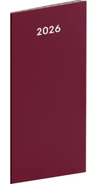 NOTIQUE Kapesnícky diár Vínový 2026 - plánovací mesačný / 8 x 18 cm (PGD-MESPL-35788-SK)