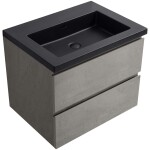 CERANO - Kúpeľňová skrinka Carole - betónovo šedá + umývadlo z lit. mramoru Ovo - čierna matná - 60,5x53x46,5 CER-8050BD85866