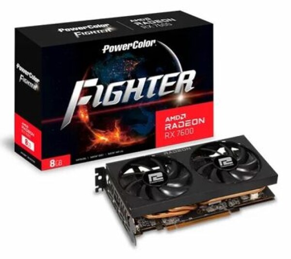 PowerColor Radeon RX 7600 Fighter 8GB / 1720 - 2655 MHz / 8GB GDDR6 / 128-bit / 3x DP / 1x HDMI / (8) 550W (RX7600 8G-F)