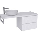 CERANO - Kúpeľňová skrinka Carole - biela matná ryhovaná + doska pod umývadlo Navira Pro - 36 mm + konzola chróm - 160x46x51,6 CER-408199