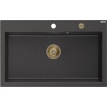 MEXEN/S MEXEN/S - Elix granitový drez 1-miska 800 x 500 mm, čierna kropenatá, sifón zlatá 6527801005-76-G