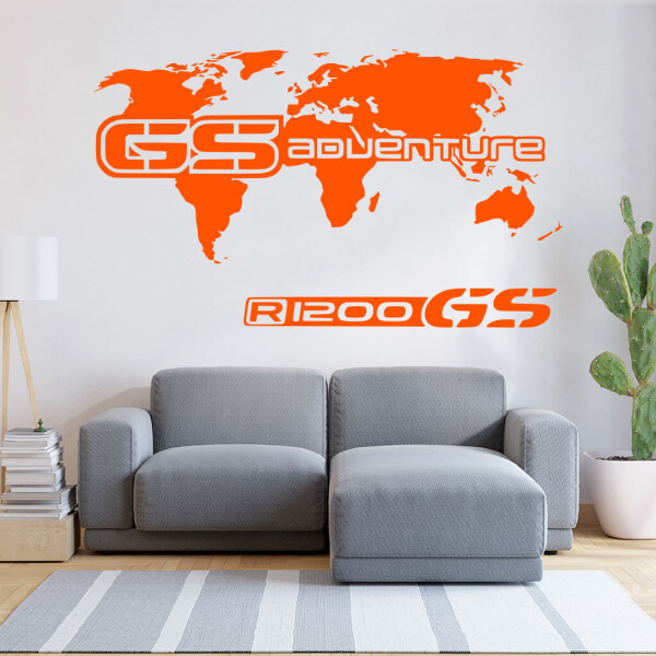 Veselá Stena Samolepka GS Adventure Mapa Farba: oranžová, Veľkosť: 60 x 35 cm