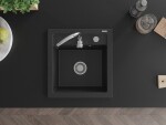 MEXEN MEXEN - Vito granitový drez 1 520x490 mm, čierna / strieborná metalíza 6503521000-73