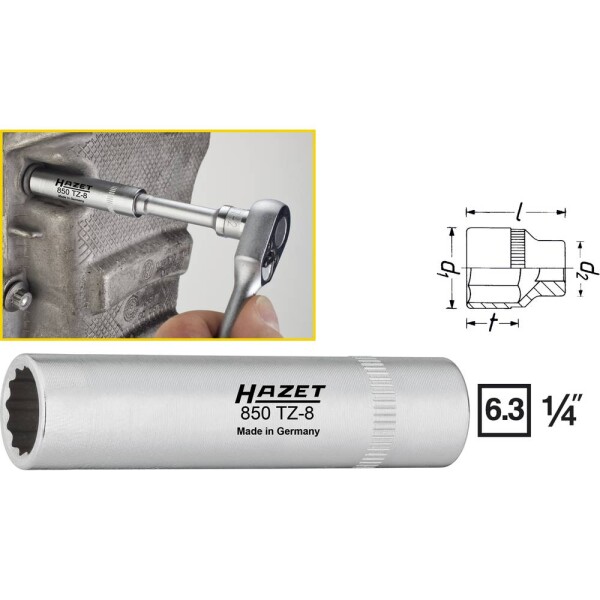 Hazet HAZET 850TZ-8 zásuvka 8 mm 1/4 (6,3 mm); 850TZ-8