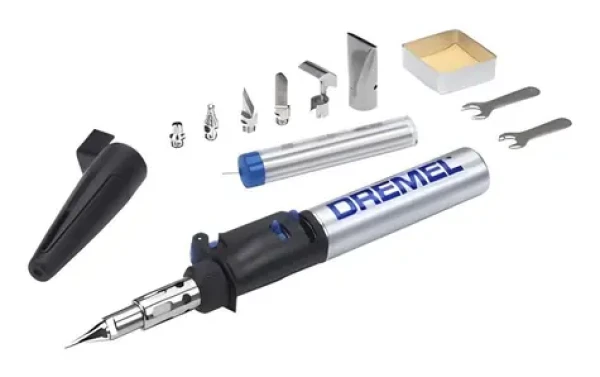 Dremel Versatip 2000-7 strieborno-čierna / Plynová spájkovačka / 7 hrotov / 550-1200 ° C / piezo zapaľovanie (F0132000KF)