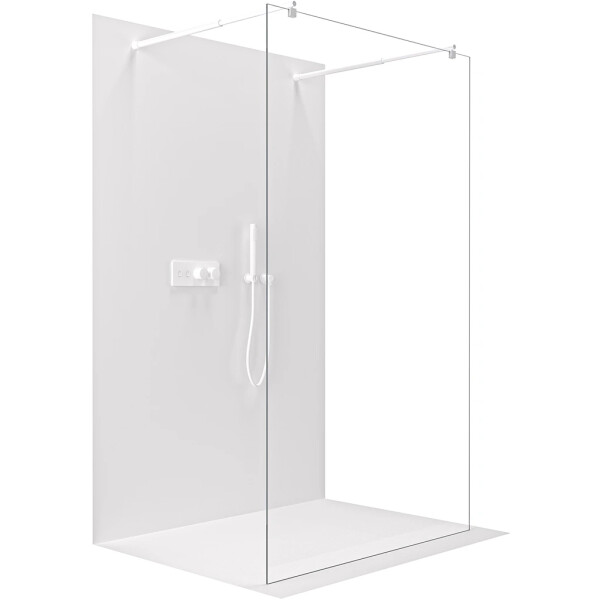 CERANO - Sprchová zástena Walk-in Onyx Duo Ľ/P - 8 mm - guľatá vzpera - biela matná, transparentné sklo - 130x200 CER-8050BD2139