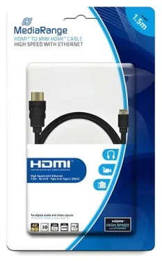 MediaRange kábel HDMI - mini HDMI 1,5 m čierna / Kábel HDMI / 4K / Ethernet / 3D (MRCS165)