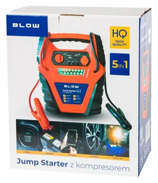 Blow Štartovacia stanica s kompresorom 5v1 / Štartovací zdroj / 12 Ah / 400 A / vzduchový kompresor / svietidlo (81-210#)