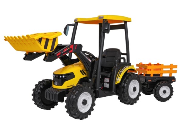 Mamido Detský elektrický traktor MEGA D68 24V s prívesom žltý