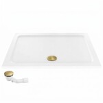 REA/S - Sprchová akrylová vanička Belmond White 80x100 Krytka kartáčované zlato KPL-14372