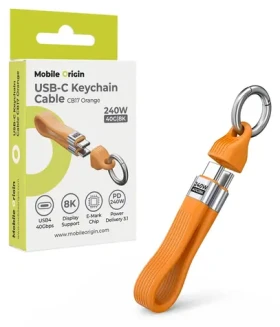 Mobile Origin CB17 oranžová / Kľúčenkový kábel / USB-C - USB-C / 40 Gbps / 240 W PD 3.1 / 8K 60Hz / 13 cm (MO-UK-CB17-ORG)