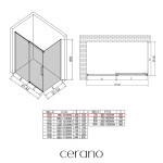 CERANO - Sprchovací kút Lantono - ľavá - 8 mm - Soft-Close - čierna matná, mliečne sklo - 100x70 - posuvný CER-665230
