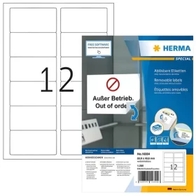 Herma Tlačové etikety A4 biele 88,9x46,6 mm / Etikety / papier / snímateľné / 1200 ks (10304)