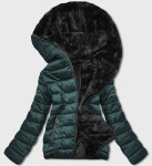 Zelená obojstranná dámska bunda - kožuch (b8051-10) odstíny zelené XXL (44)