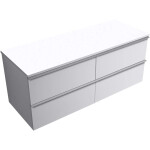 CERANO - Kúpeľňová skrinka Velora - biela matná, úchytka chrómová + doska z lit. mramoru Elanys - 12 mm - biela matná - 120x54,2x46,5 CER-679411