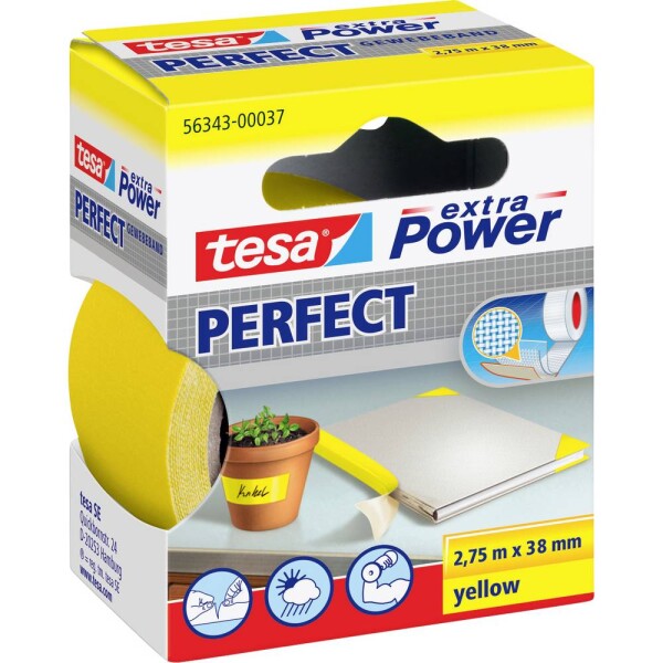 Tesa PERFECT 56343-00037-03 páska so skleným vláknom tesa® Extra Power žltá (d x š) 2.75 m x 38 mm 1 ks; 56343-00037-03