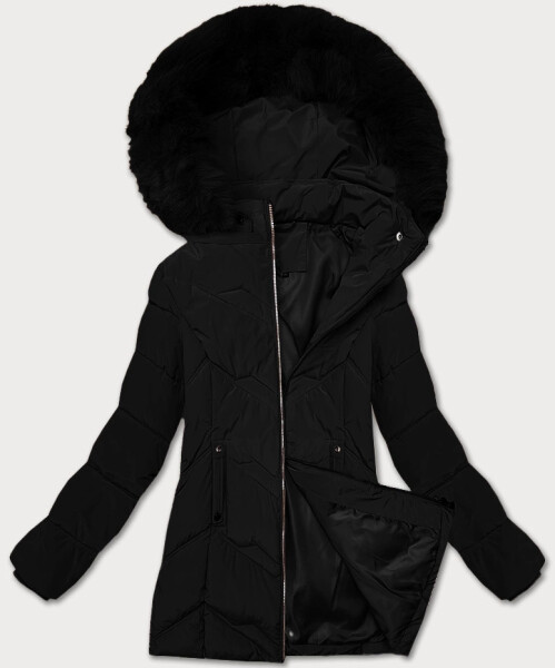 Dámska plus size zimná bunda s kapucňou S'west black (B8300-1) odstíny černé 48