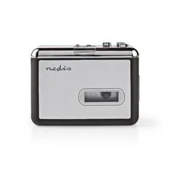 Nedis ACGRU100GY strieborná / Prenosný kazetový prehrávač / 1x 3,5 mm / 1x mini-USB / Napájanie z batérie (ACGRU100GY)