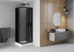 MEXEN/S - Rio sprchovací kút štvorec 70 x 70, grafit, čierny + vanička Rio vrátane výpuste - 860-080-080-70-40-4510 860-070-070-70-40-4510