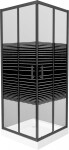 MEXEN/S - Rio sprchovací kút štvorec 80 x 80, pruhy, čierny + vanička Rio vrátane výpuste 860-080-080-70-20-4510