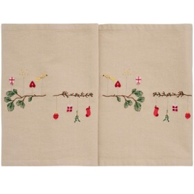Ib Laursen Behúň na stôl s výšivkou Branch Christmas Ornaments 30 × 160 cm