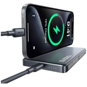 USAMS CD242 CY Series titánová / Power Bank / 10000mAh / Bezdrôtové nabíjanie 15W / PD 20W / Hliníkové telo (10KCD24203)