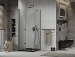 MEXEN/S - Lima sprchovací kút zalamovacie dvere 80 x 80, transparent, čierny + Flat čierna vanička so sifónom 856-080-080-70-00-4070B