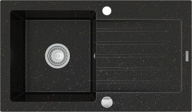 MEXEN MEXEN - Pablo granitový drez 1 s odkvapkávačom 752x436 mm, čierna / zlatá kovová 6510751010-75