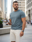 Pánske základné bavlnené tričko petrol FashionStreet RX5678 M