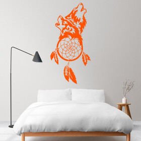 Veselá Stena Samolepka Lapač snov s vlkmi Farba: oranžová, Veľkosť: 100 x 50 cm