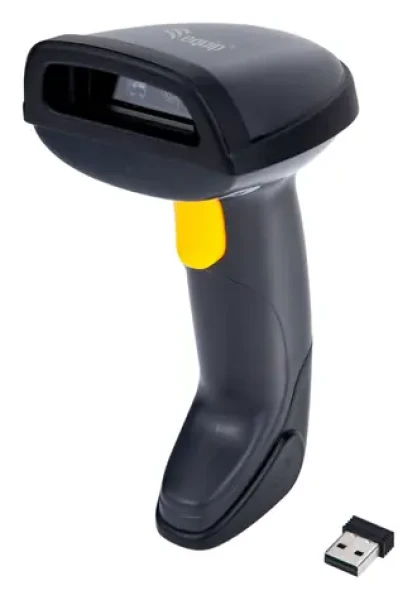 Equip 2D snímač čiarových kódov čierna / Snímač čiarových kódov / BT + 2,4 GHz / 1D/2D / IP54 / stojan (351029)