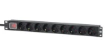 Intellinet Rack zásuvková lišta 9x / Zásuvková lišta / 1U / 16 A / 4000 W / 2 m kábel (715133)