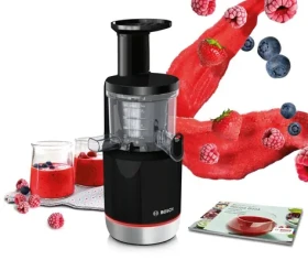 BOSCH MESM731M čierna / Šnekový odšťavovač / 150 W / 55 ot./min / nádoba na šťavu 1 l / nádoba na dužinu 1,3 l (MESM731M)