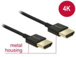 DeLock Kábel High Speed ??HDMI s Ethernetom - HDMI-A samec gt; HDMI-A samec 3D 4K / 3M / aktívny / Slim Premium (84774 )
