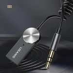 USAMS SJ464 sivá / Bluetooth audio adaptér / do auta / BT 5.0 / 3,5 mm AUX / USB napájanie (SJ464JSQ01)