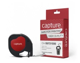 Capture páska do štítkov 12mm čierna na biele / Páska do tlačiarne štítkov / 4 m / kompatibilný Dymo LetraTag (CA-S0721550)