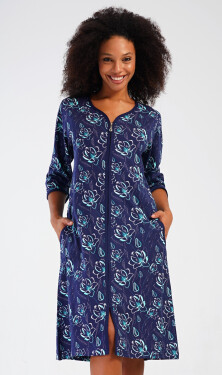 Dámske domáce šaty s trojštvrťovými rukávmi Lilies tmavě modrá 4XL