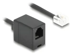DeLock čierna / Špirálový telefónny kábel / RJ11 - RJ11 / 1 m (90230)