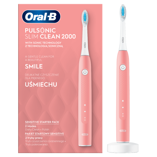 Oral-B Pulsonic Slim Clean 2000 ružová / sonická zubná kefka / 2 režimy čistenia / 62000 kmitov za min / časovač (Slim Clean 2000 PK)