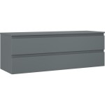 MEXEN/S - Orio kúpeľňová skrinka pod umývadlo 140 cm s doskou, 2 zásuvky, grafit mat 91A10-14047-2-BFFC66