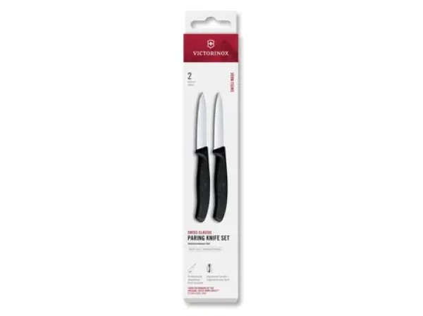 VICTORINOX Swiss Classic Kuchynský nôž 8 cm set 2 ks čierna / rovné a vrúbkované ostrie (6.7693.2)