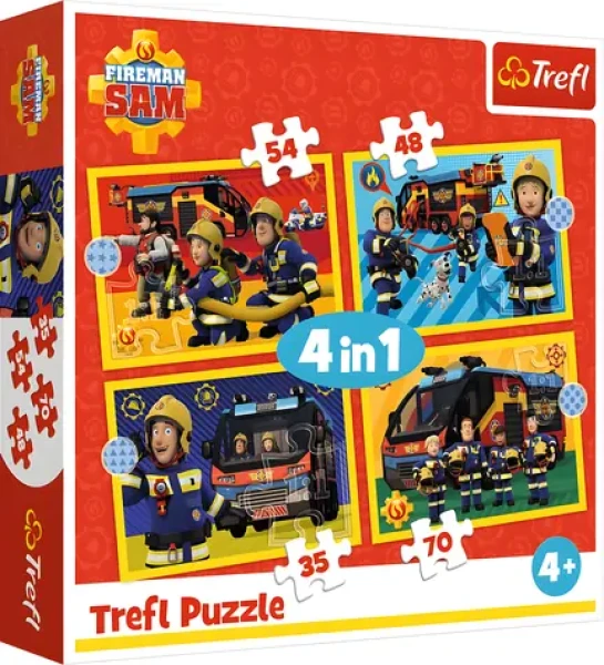 Trefl Puzzle Požiarnik Sam: Hasič na výjazde 4v1