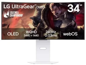 34" LG 34GX90SA-W biela / OLED / 3440x1440 / 21:9 / 275cd-m2 / 0,03ms / DP / HDMI / repro (34GX90SA-W.AEU)