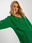 Zelený oversize cardigan s dírkami od RUE PARIS JEDNA VELIKOST
