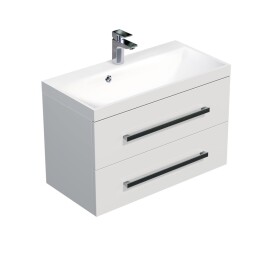 Kúpeľňová skrinka s umývadlom SAT Cube Way 80x40 cm biela lesk CUBE280ZBL CUBE280ZBL